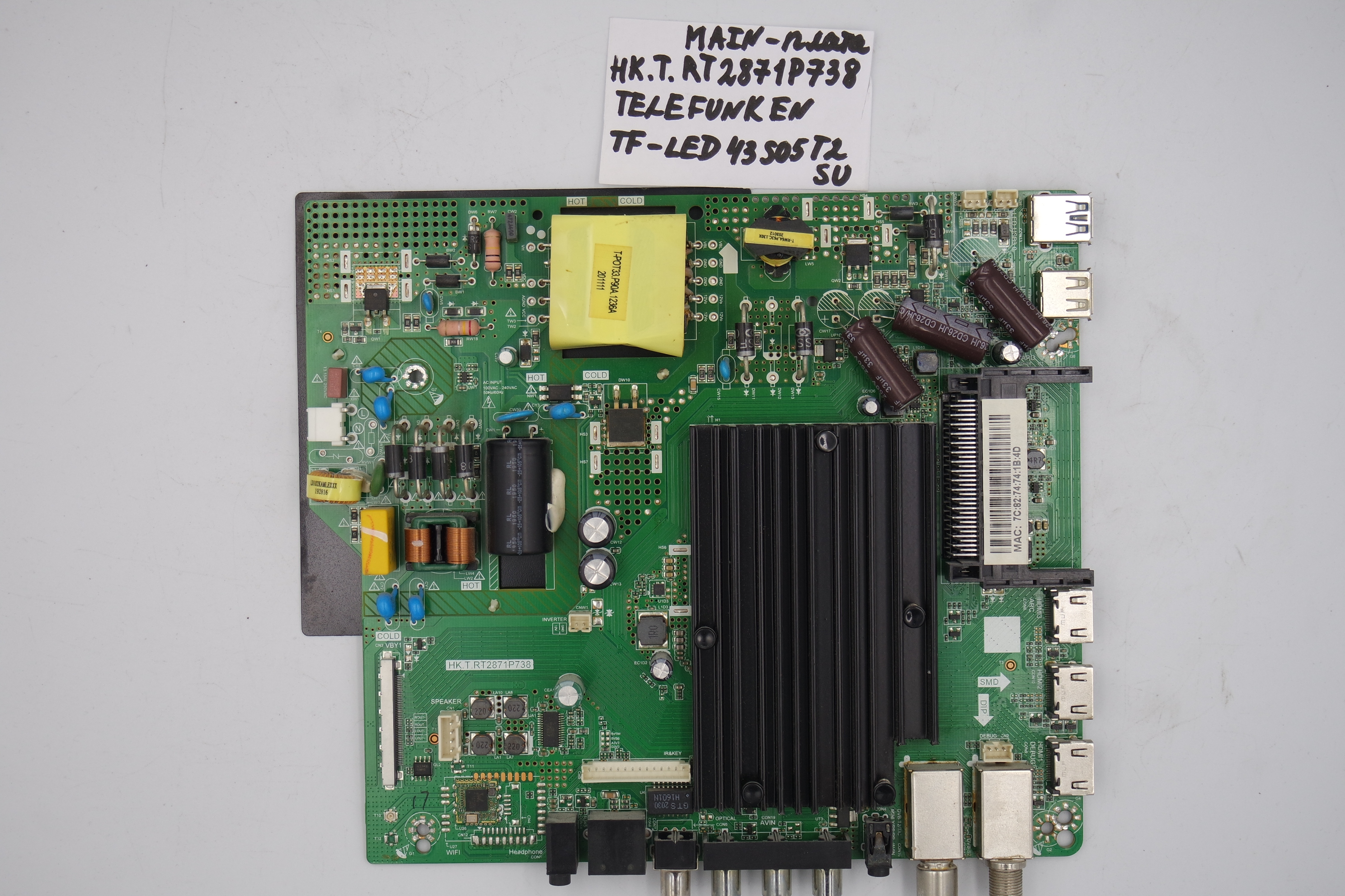 MAIN плата HK.T.RT2871P738 TELEFUNKEN TF-LED43S05T2SU фото 1