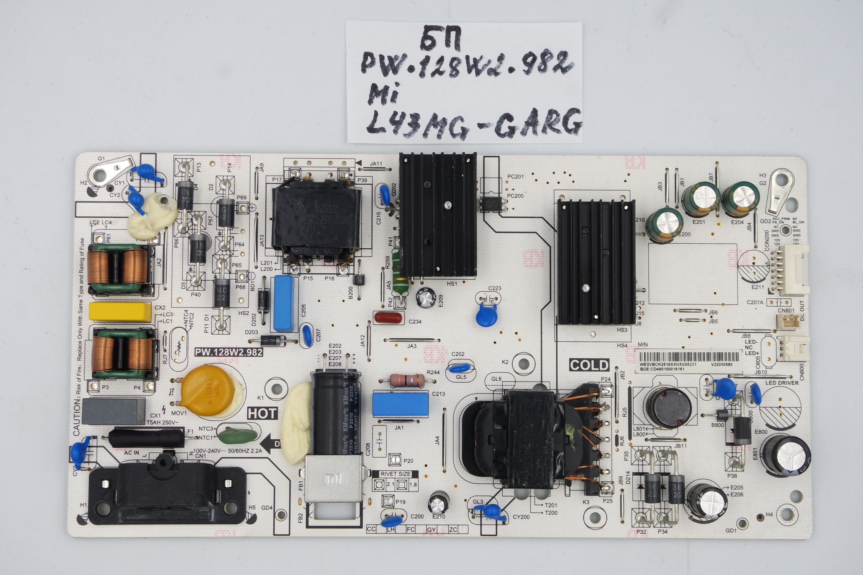 Блок питания PW.128W2.982 MI L43MG-GARG фото 1