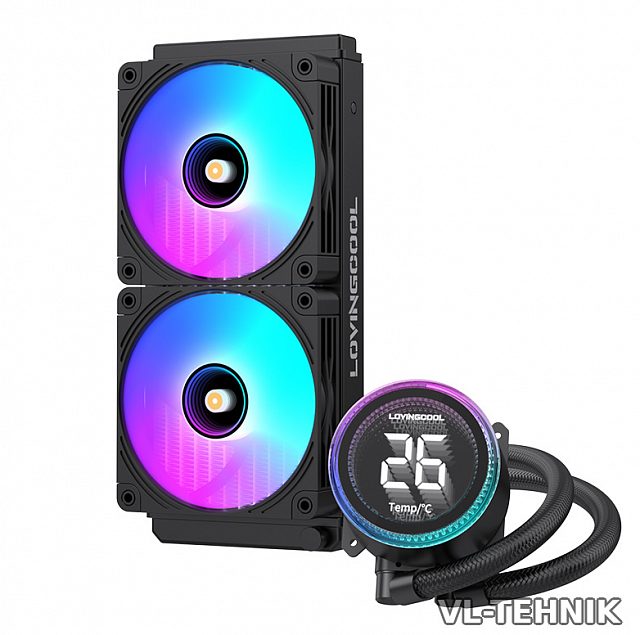 Жидкостное охлаждение CPU LovingCool 240 ZK-02 (2×120), RGB + цифровой термодисплей