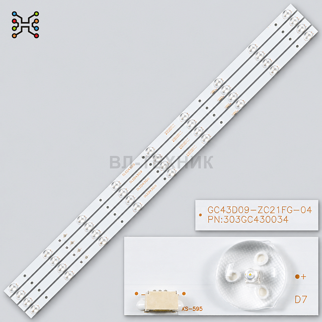 LED подсветка BBK 43LEM-1023/FTS2C / Daewoo L43S6550BN / Mystery MTV-4324LT2 / Philips 43PFF5021