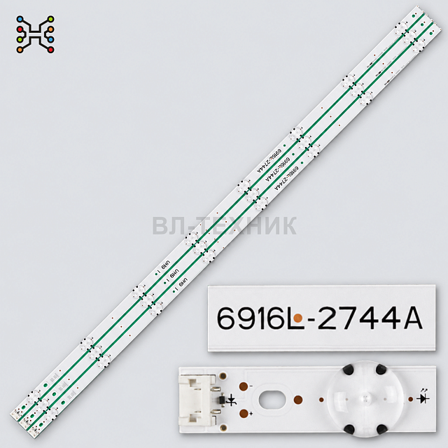 LED-подсветка 6916L-2744A для LG 43UH603V, 43UH610V, 43UH620V, 43UH6107, 43″, 3 планки, 8 LED, 3V