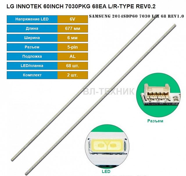 LED подсветка LG 60GA6400 60LS5700 60LS5750 Sony KDL-60R550A Sharp LC-60LE650U LC-60LE740U — SLED 20