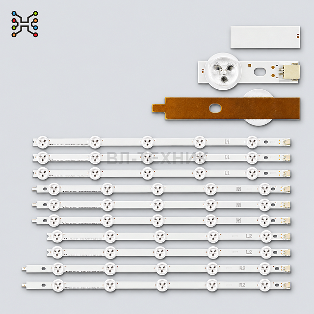 LED подсветка LG 42LN540V / 42LA620V / 42LA615V / 42LN613V — ROW2.1 L+R, 10 частей / 5 пар, 50 LED,