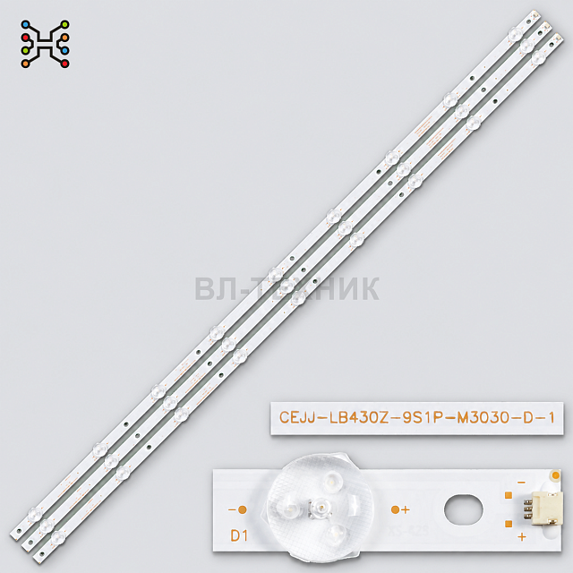 LED подсветка Philips 43PFS5803 / 43PFF5292 / 43PFG5813 / AOC 43S5295, CEJJ-LB430Z-9S1P-M3030-D-1